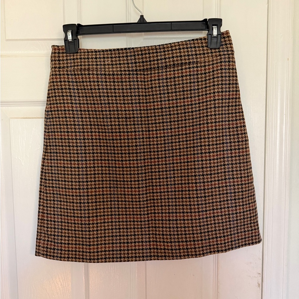 J. Crew Brown Houndstooth Mini Skirt